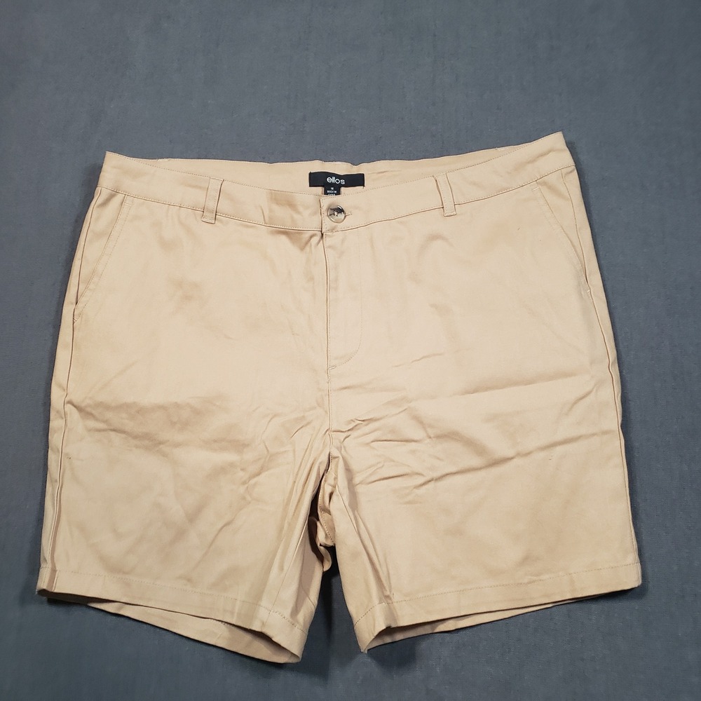 Ellos Chino Shorts Womens‎ 16 Tan Cotton Blend Stretch Flat Front Casual Classic
